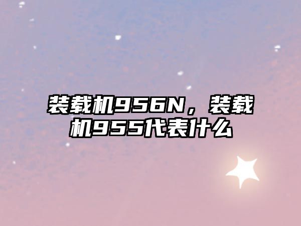 裝載機(jī)956N，裝載機(jī)955代表什么