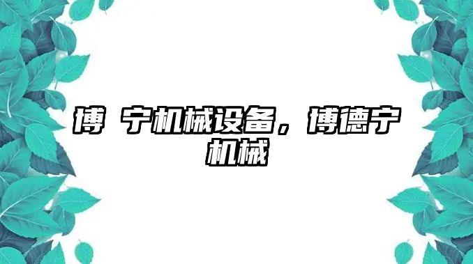 博徳寧機械設(shè)備，博德寧機械