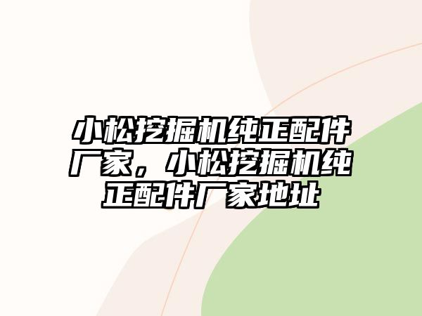 小松挖掘機純正配件廠家，小松挖掘機純正配件廠家地址