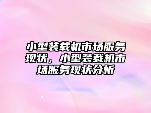 小型裝載機(jī)市場服務(wù)現(xiàn)狀，小型裝載機(jī)市場服務(wù)現(xiàn)狀分析